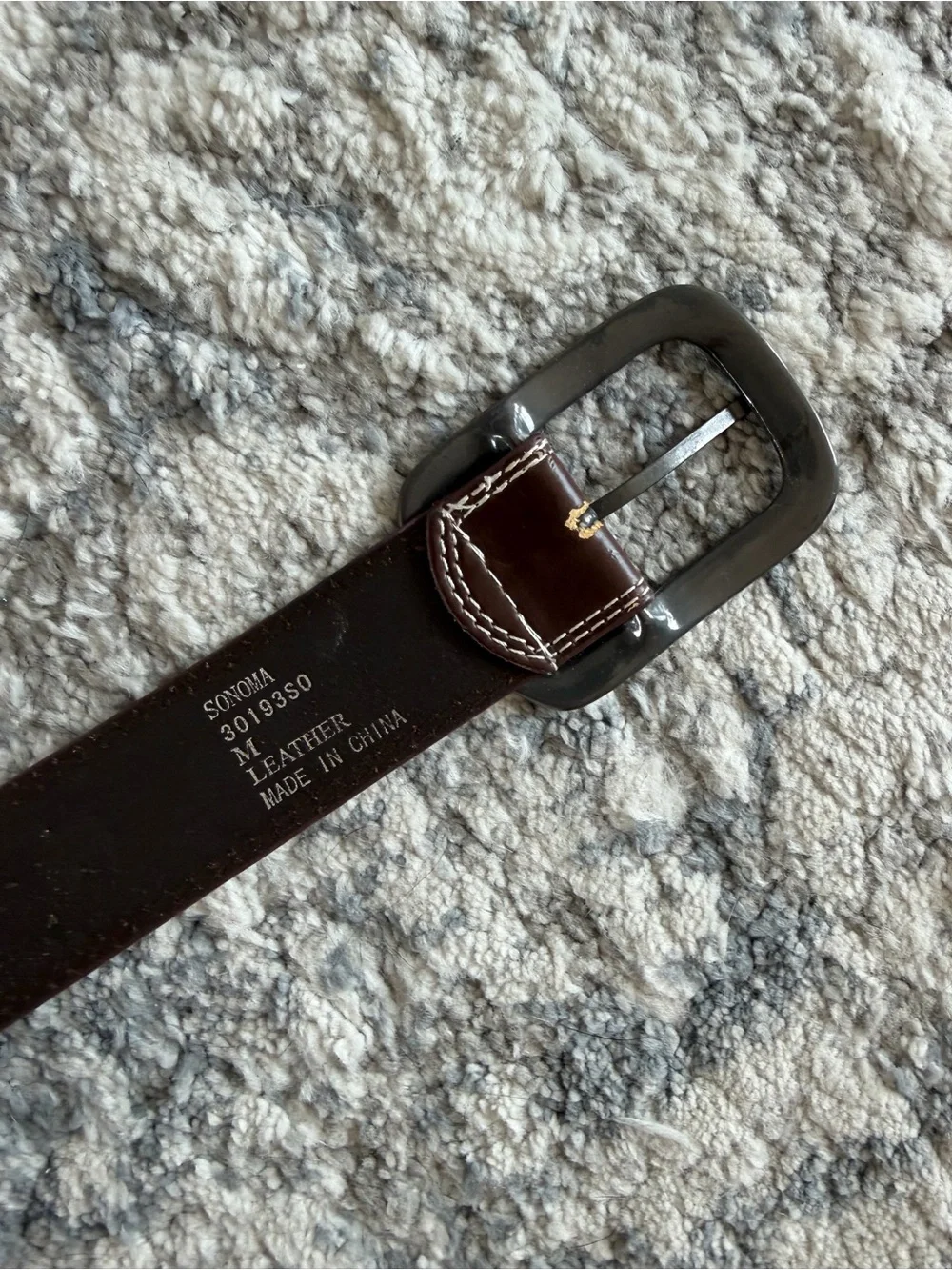 Vintage Sonoma Brown Studded Leather Belt with Antiqued Buckle